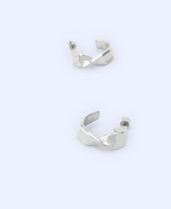 Adolfo Dominguez Bijuteria | Brincos De Argola Em Latao Motivo Torcao Prateado