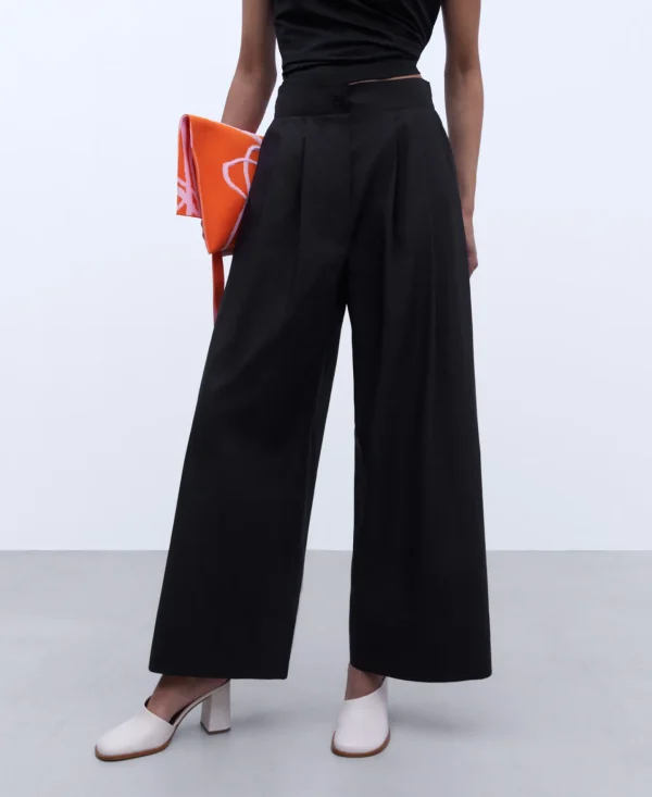 Adolfo Dominguez Calças | Calças Amplas Em Algodao Preto