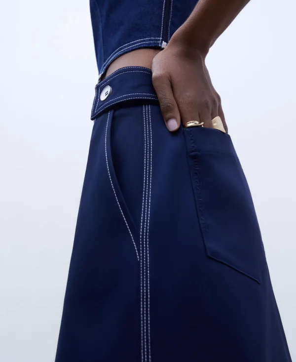 Adolfo Dominguez Calças | Calças Culottes De Corte Amplo Azul-Marinho