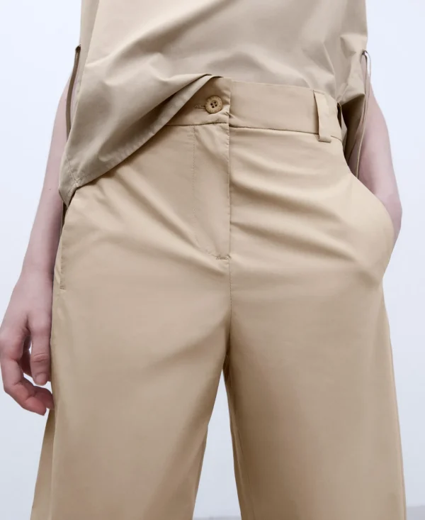 Adolfo Dominguez Calças | Calças De Cintura Alta Em Algodao Etico Areia