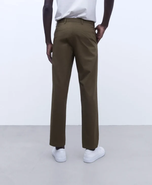 Adolfo Dominguez Calças | Calças Retas Em Popeline De Algodao Caqui