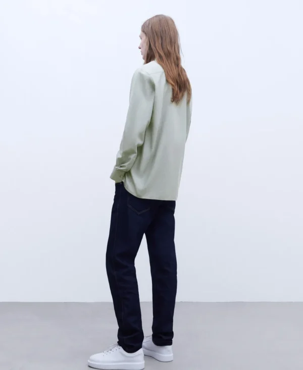 Adolfo Dominguez Camisas | Camisa Em Algodao Com Gola Mao Cinzento Claro