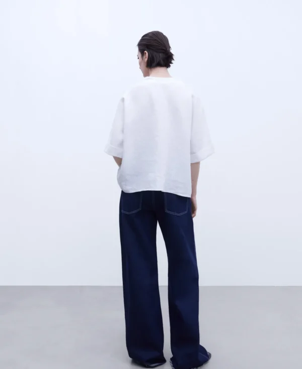 Adolfo Dominguez Camisas E Tops | Camisa Em Linho Europeu Branco