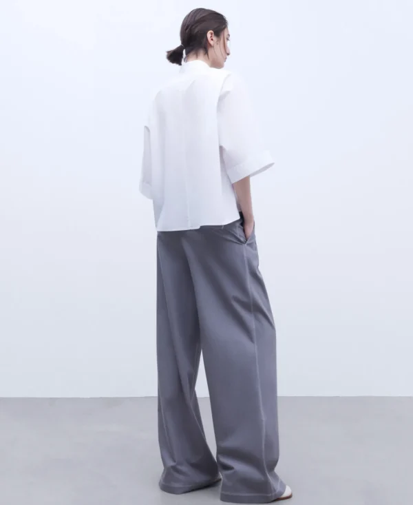 Adolfo Dominguez Camisas E Tops | Camisa Em Popeline De Algodao Com Gola Mao. Branco