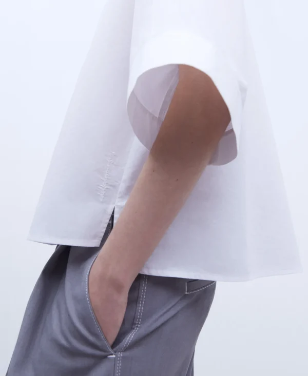 Adolfo Dominguez Camisas E Tops | Camisa Em Popeline De Algodao Com Gola Mao. Branco