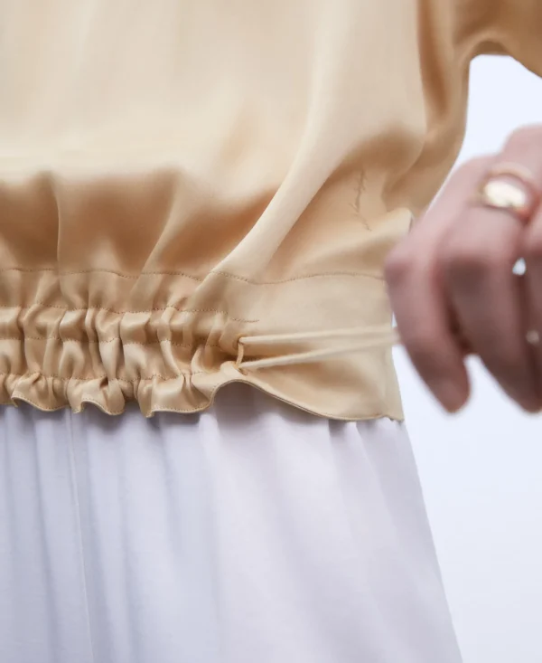 Adolfo Dominguez Essencial | Camisa Fluida Com Cordao Camel