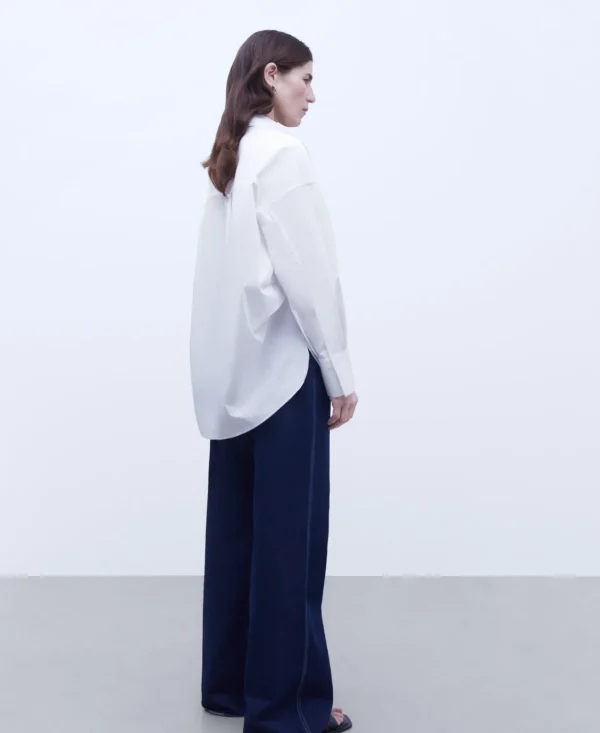 Adolfo Dominguez Camisas E Tops | Camisa Folgada Em Algodao Branco