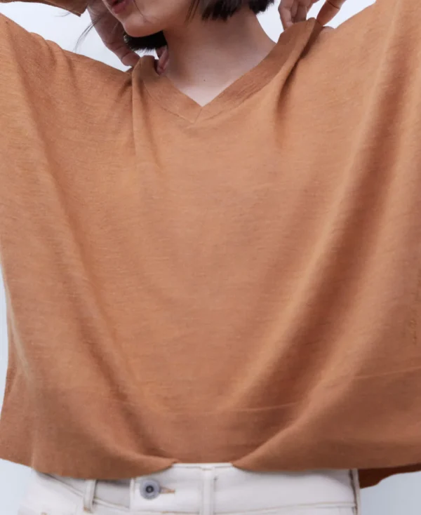 Adolfo Dominguez Malhas | Camisola Com Gola Em V Camel