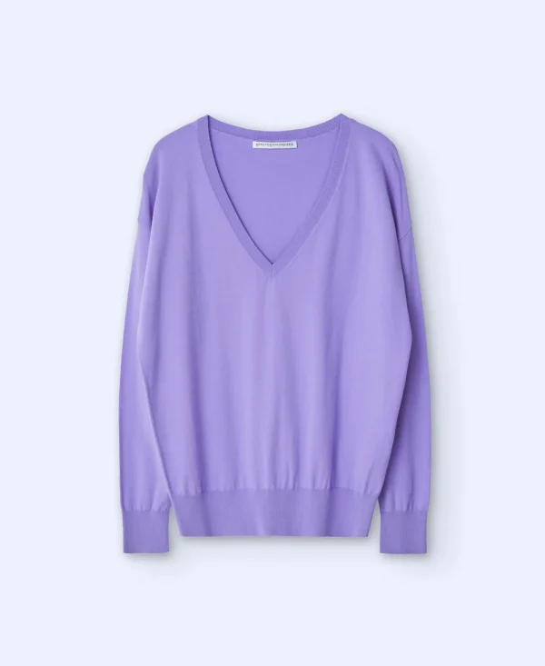 Adolfo Dominguez Malhas | Camisola Com Manga Caida Lilas