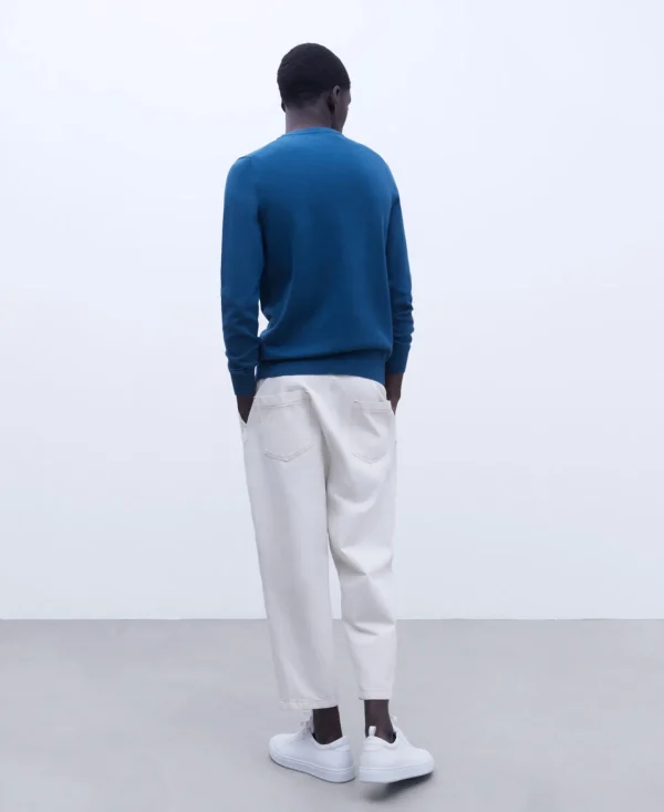 Adolfo Dominguez Malhas | Camisola De Gola Caixa Em Algodao Organico Petroleo