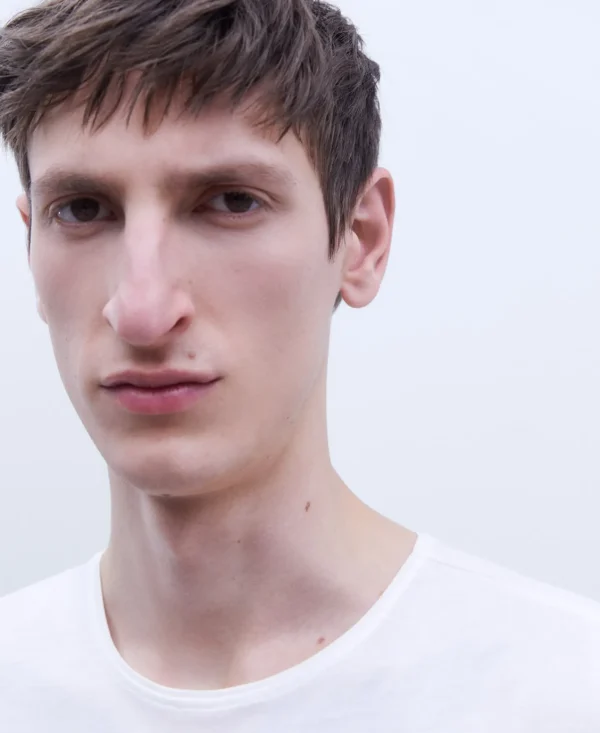 Adolfo Dominguez T-Shirts E Polos | Camisola De Gola Caixa Em Tencel Branco