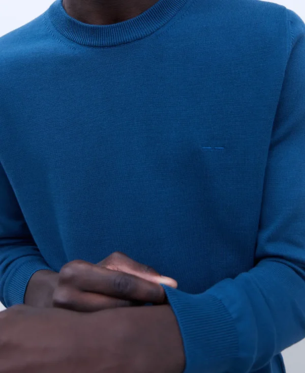 Adolfo Dominguez Malhas | Camisola De Gola Caixa Em Algodao Organico Petroleo