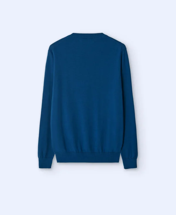 Adolfo Dominguez Malhas | Camisola De Gola Caixa Em Algodao Organico Petroleo