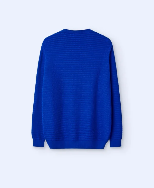 Adolfo Dominguez Malhas | Camisola De Gola Redonda Em Algodao Cobalto