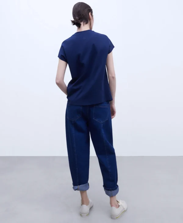 Adolfo Dominguez T-Shirts | Camisola Em Algodao Azul-Marinho