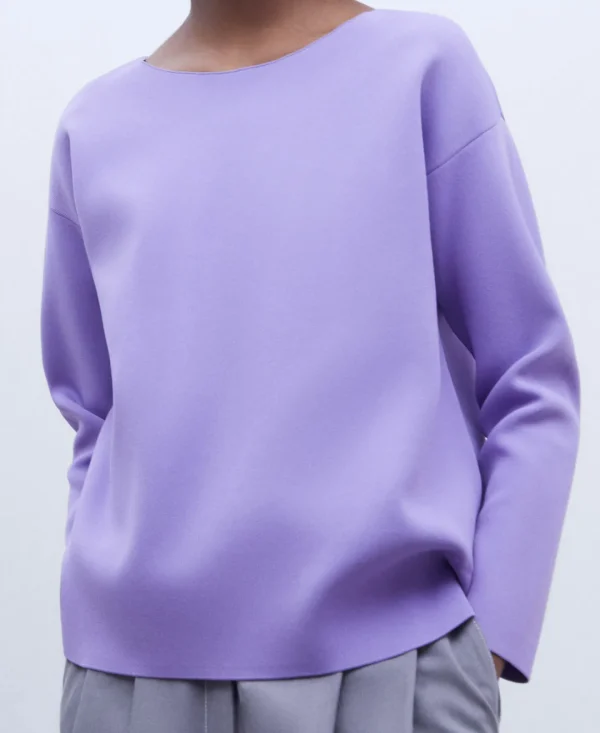 Adolfo Dominguez Malhas | Camisola Em Malha Com Decote Barco Lilas