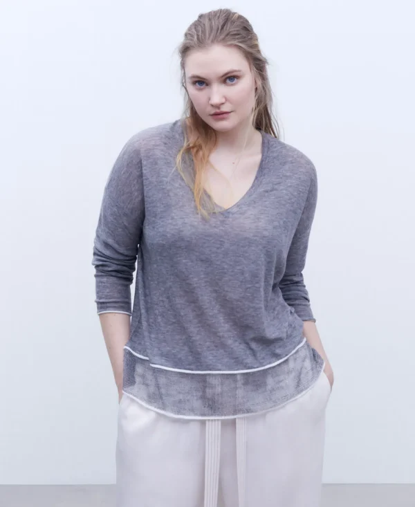 Adolfo Dominguez Malhas | Camisola Em Tecido De La Merino Cinzento Melange