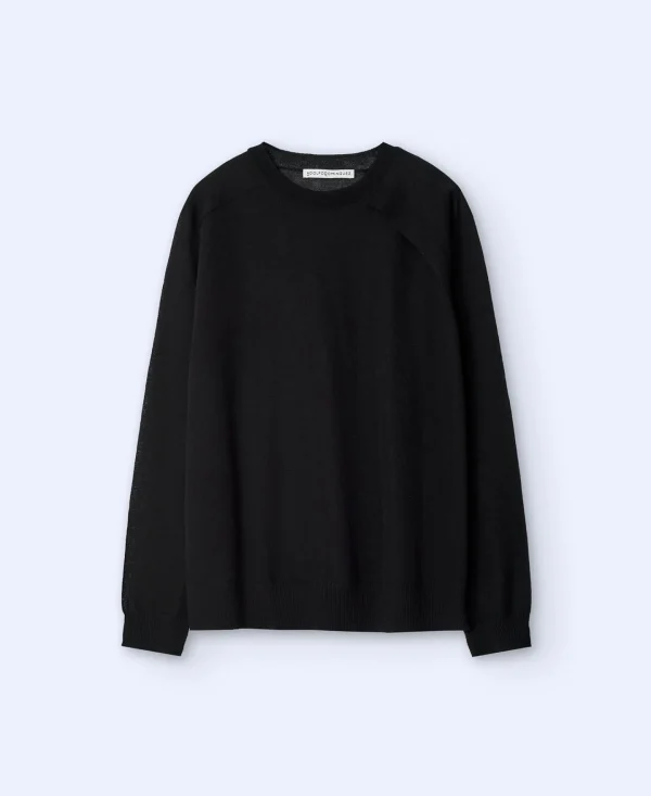 Adolfo Dominguez Malhas | Camisola Em Tecido De Viscose Com Manga Raglan. Preto