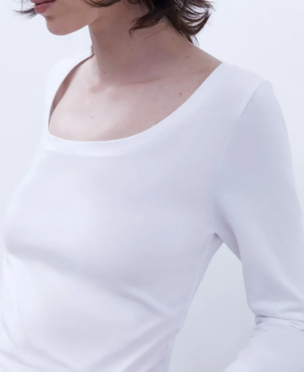 Adolfo Dominguez T-Shirts | Camisola Fluida De Manga Comprida Branco