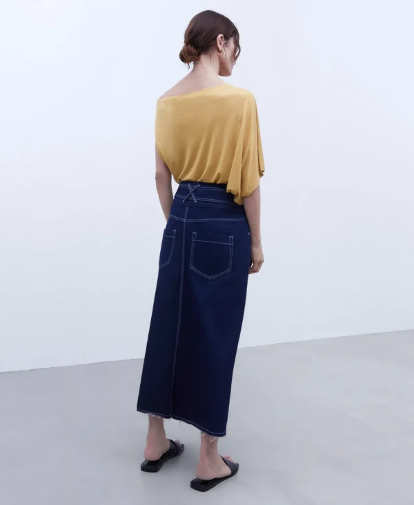 Adolfo Dominguez T-Shirts | Camisola Fluida Em Linho E Tencel Caramelo