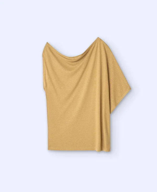 Adolfo Dominguez T-Shirts | Camisola Fluida Em Linho E Tencel Caramelo