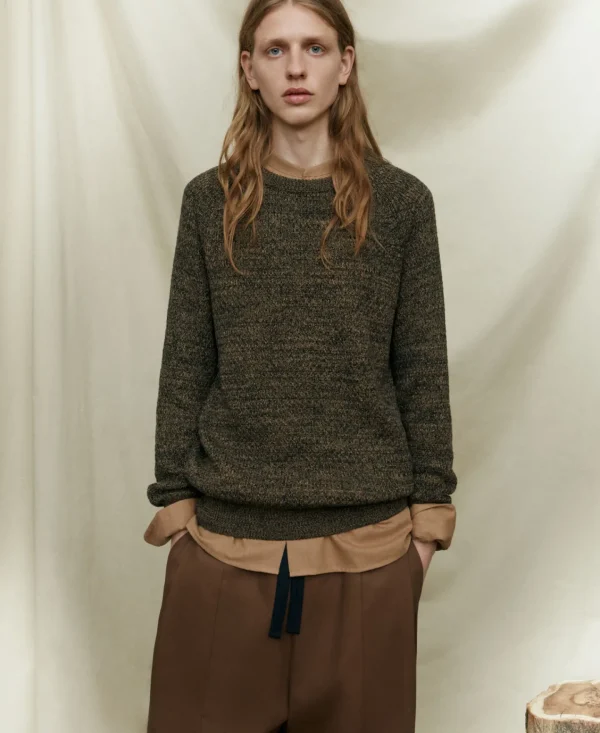 Adolfo Dominguez Malhas | Camisola Jaspeada Em Algodao Castanho Estampado