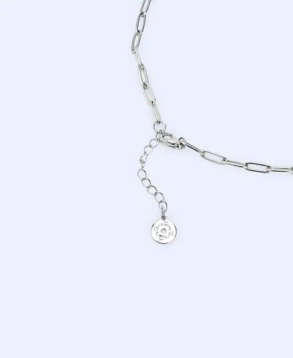 Adolfo Dominguez Bijuteria | Colar Em Metal Com Elos De Autor Prateado