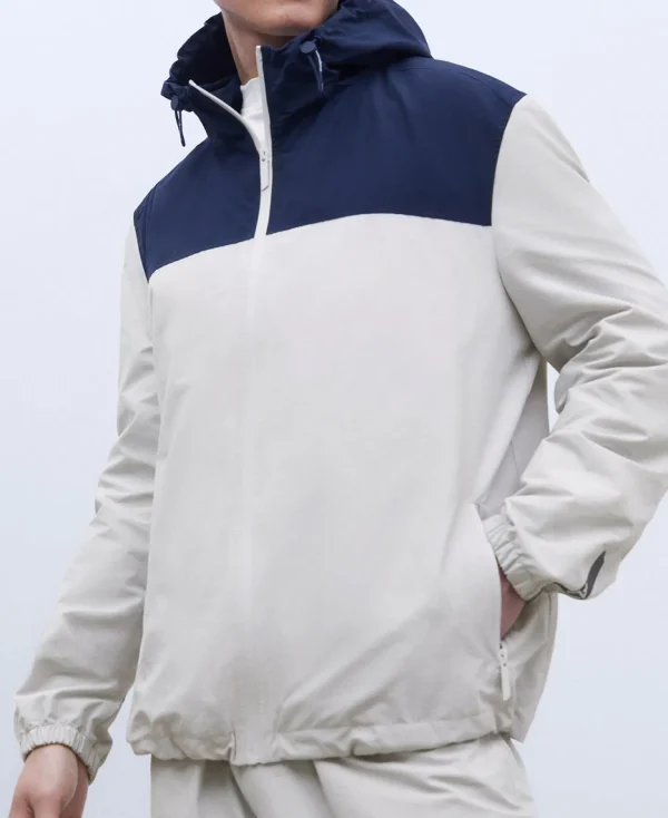 Adolfo Dominguez Sobretudos | Corta-Ventos Bicolor Em Nylon E Algodao Gelo