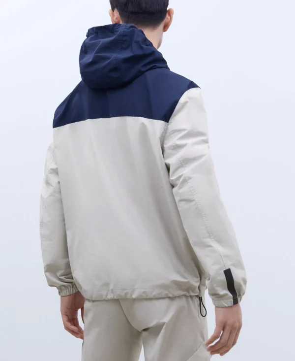 Adolfo Dominguez Sobretudos | Corta-Ventos Bicolor Em Nylon E Algodao Gelo