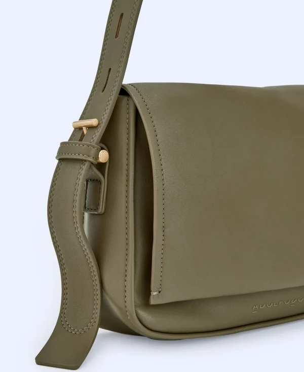 Adolfo Dominguez Malas | Mala A Tiracolo Media Com Textura Lisa Verde Escuro