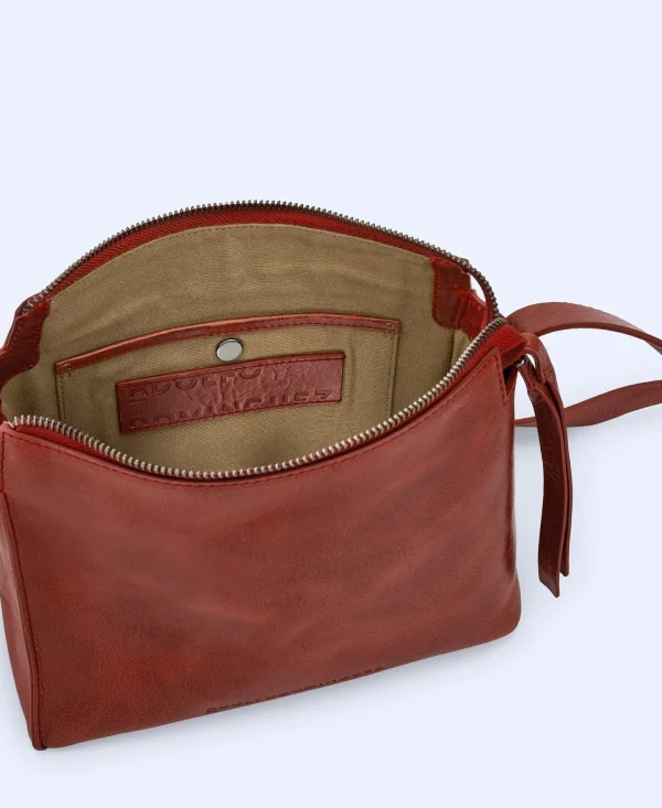 Adolfo Dominguez Malas | Mala A Tiracolo Media Em Pele Craquele Grena