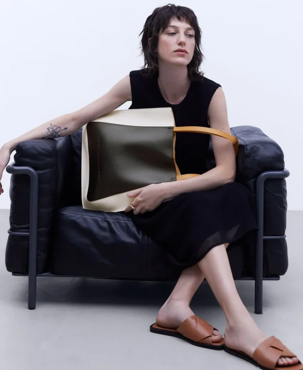 Adolfo Dominguez Malas | Mala Shopper Tricolor Em Pele Curtida Multicolor