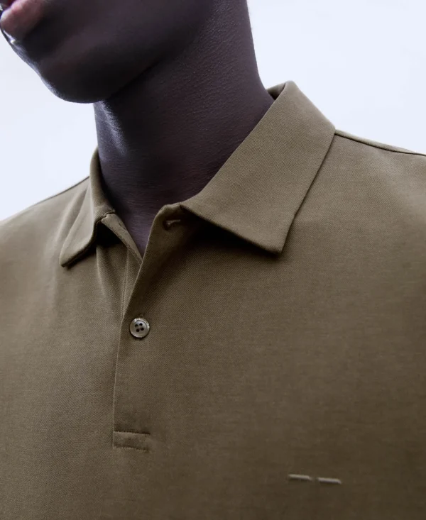 Adolfo Dominguez T-Shirts E Polos | Polo De Dois Botoes Em Modal Caqui