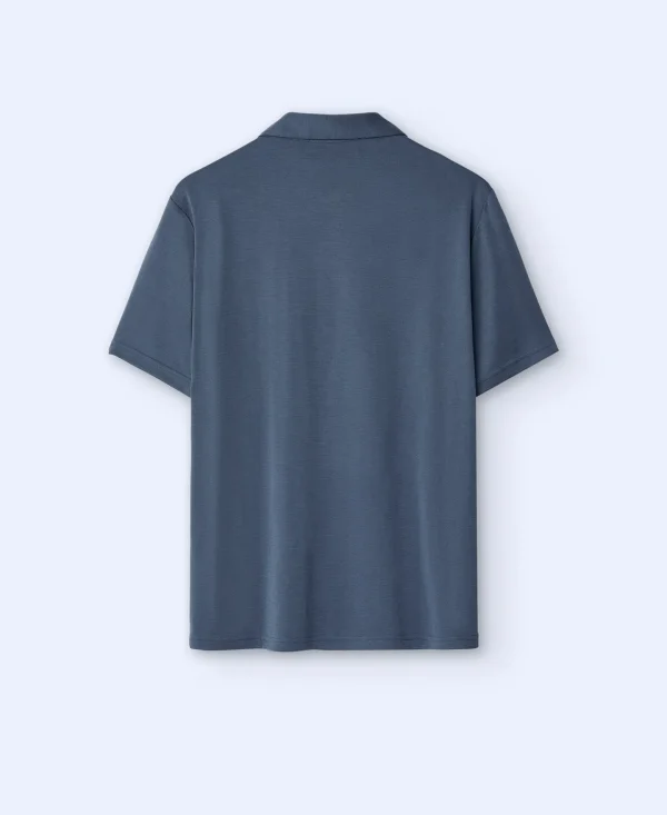 Adolfo Dominguez T-Shirts E Polos | Polo De Dois Botoes Em Modal Azulao
