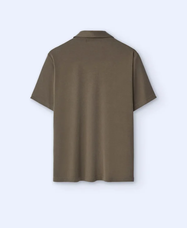 Adolfo Dominguez T-Shirts E Polos | Polo De Dois Botoes Em Modal Caqui