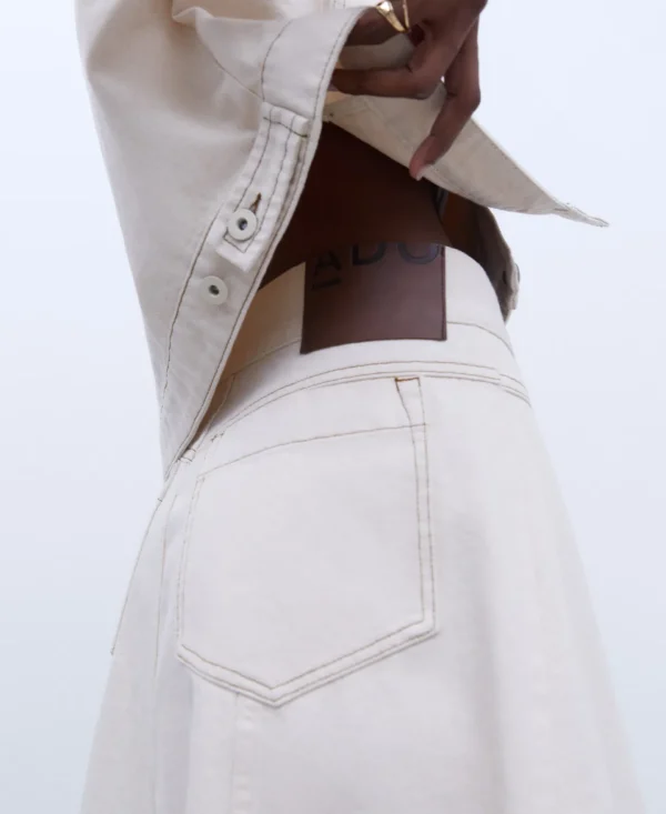 Adolfo Dominguez Denim | Saia De Ganga Evase Em Algodao Cru