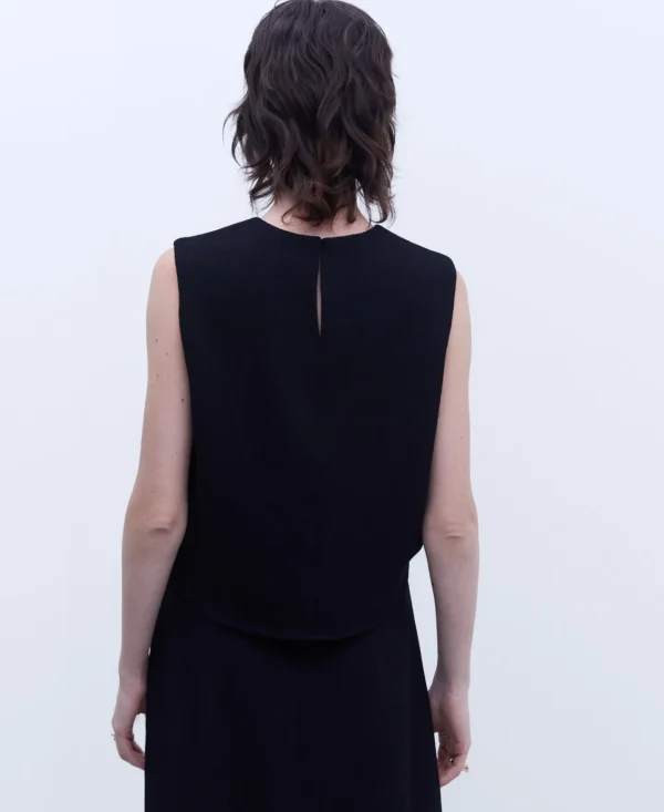 Adolfo Dominguez Camisas E Tops | Top Curto Com Decote Caixa Preto