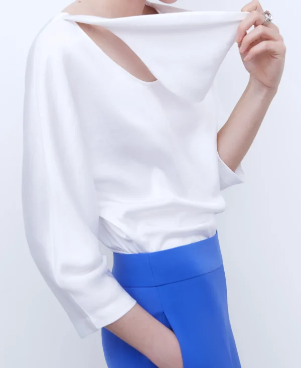 Adolfo Dominguez Camisas E Tops | Top Curto Com Manga Japonesa. Branco