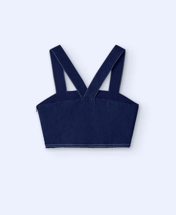 Adolfo Dominguez Camisas E Tops | Top De Ganga Com Costuras Em Contraste. Azul Denim