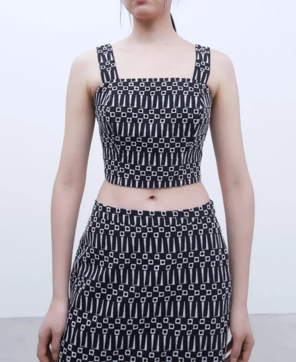 Adolfo Dominguez Camisas E Tops | Top Em Linho E Algodao Preto