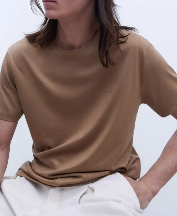 Adolfo Dominguez T-Shirts E Polos | T-Shirt Em Tencel E Algodao Bege