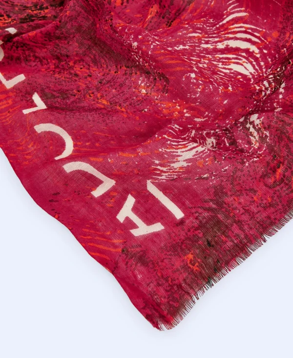 Adolfo Dominguez Foulard | Xaile Estampado Em Linho Europeu Fucsia